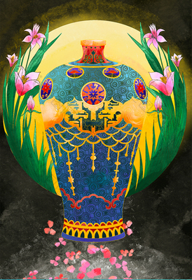 藍韻國潮 探秘中國風瓷器梅瓶的工藝之美與插畫新生